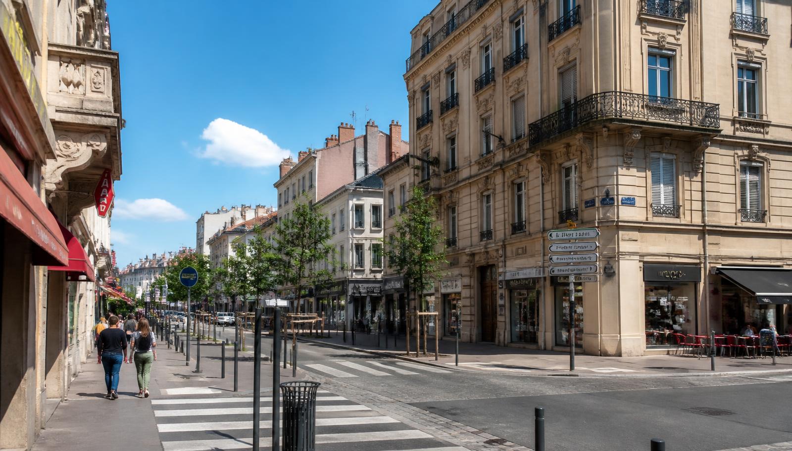 Rue commerçante d'Oullins, secteur de conciergerie Airbnb d'AG Conciergerie Lyon